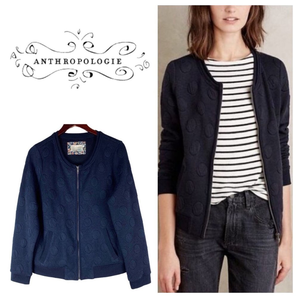Anthropologie Saturday Sunday Large Jacket Coat Shacket Bomber Navy Blue